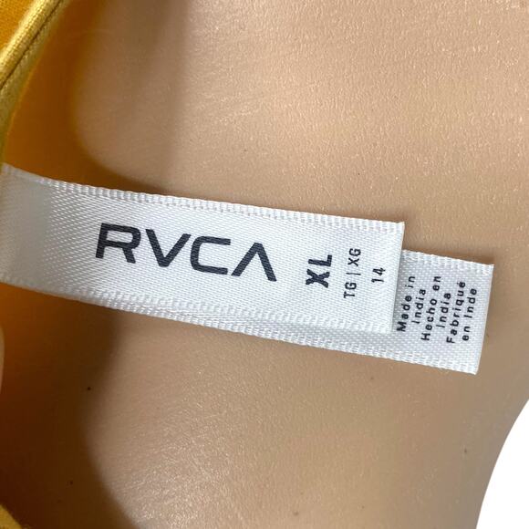 RVCA Landed Mustard Yellow Belted Button Down Dress SZ XL - Picture 9 of 10